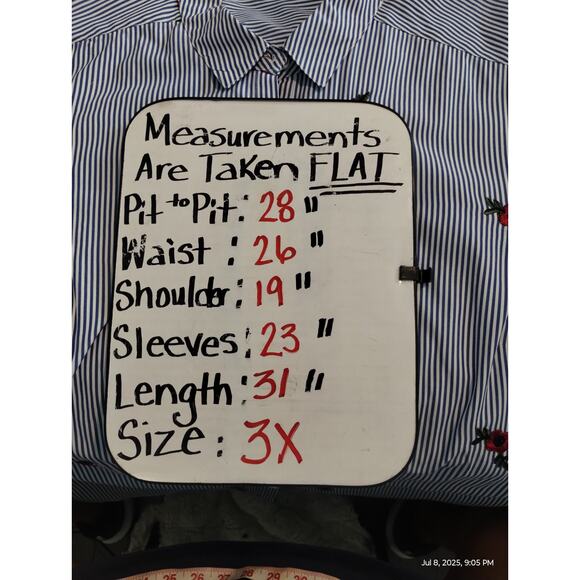 Gibson Latimer Women's Size 3X Floral Embroidered Stripe Button up Casual Top - Picture 11 of 11